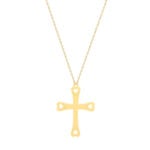 18K Gold Cross & Hearts Necklace