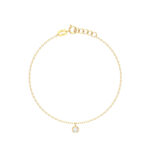 18K Gold Dangling Bezel-Set  Stone Newborn Anklet