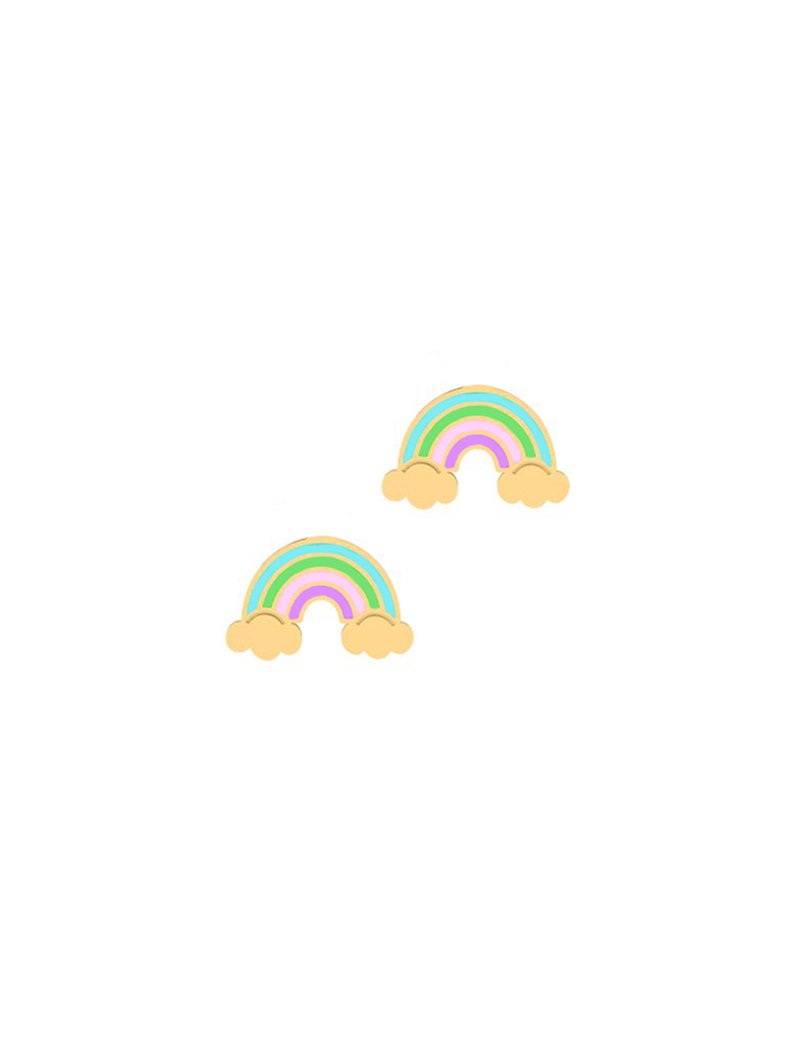 18K Gold Rainbow Cuddle Newborn Earrings