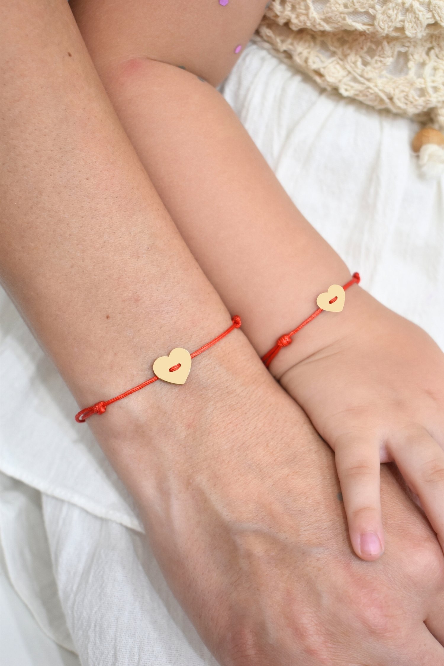 18K Gold Threaded Hearts Matching Mom & Child Bracelets. Garo Boyadjian Jewelry.