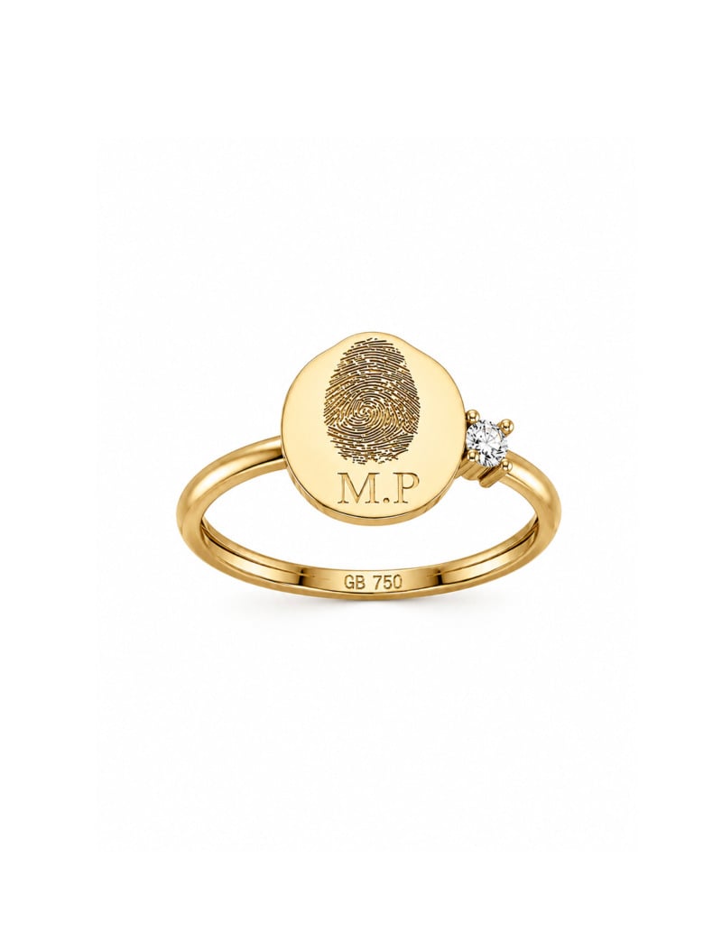 18K Gold Customized Fingerprint Ring