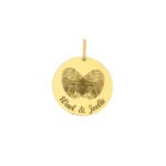 18K Gold Customized Fingerprint Round Pendant