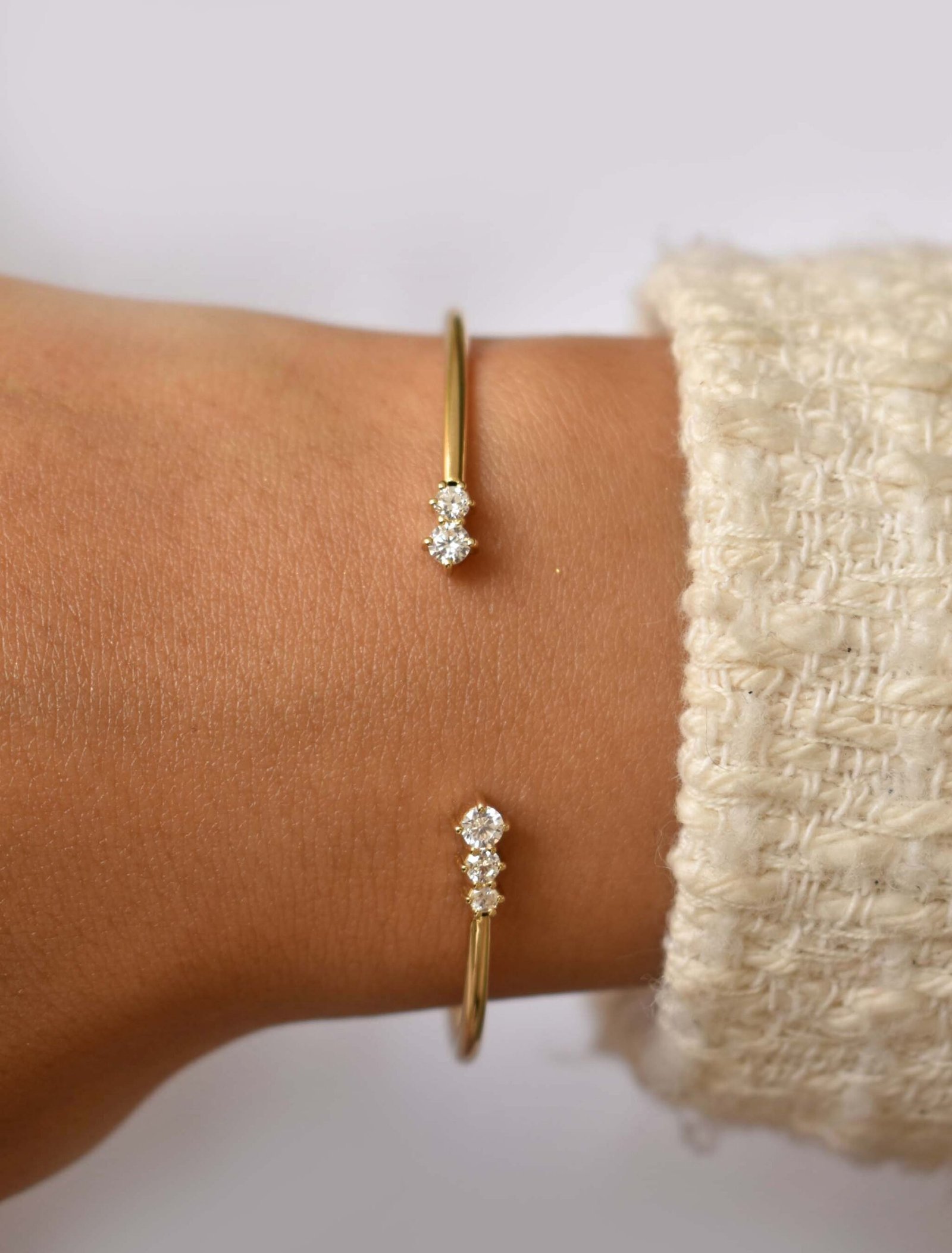 18K Gold Asymmetrical Sparkles Bangle Flex Bracelet - Garo Boyadjian Jewelry