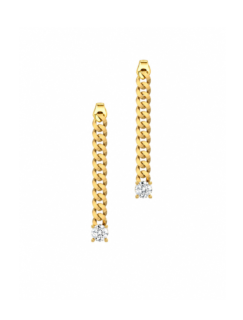 18K Gold Cuban Link Drop Earrings