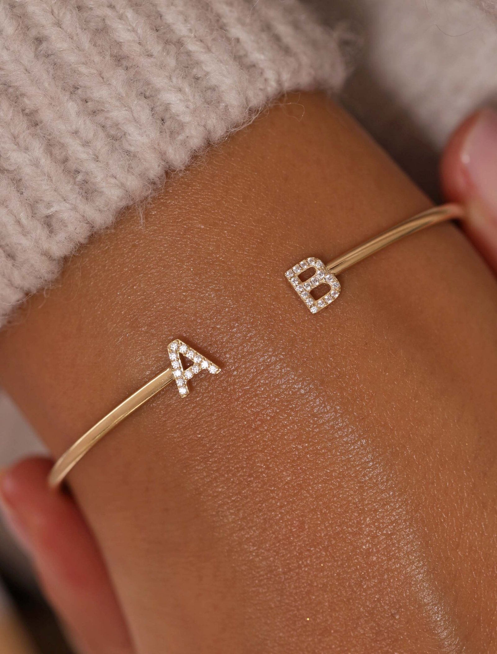 18K Gold Custom Initials Bangle Flex Bracelet - Garo Boyadjain Jewelry