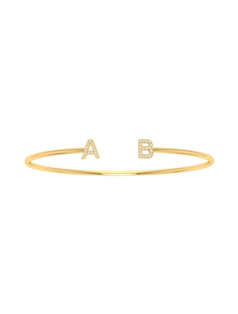 18K Gold Custom Initials Bangle Flex Bracelet