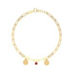 18K Gold Dainty Paperclip Bracelet with Couple Initials & Anniversary Month