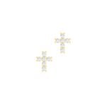 18K Gold Delicate Cross Earrings