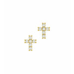 18K Gold Delicate Cross Earrings