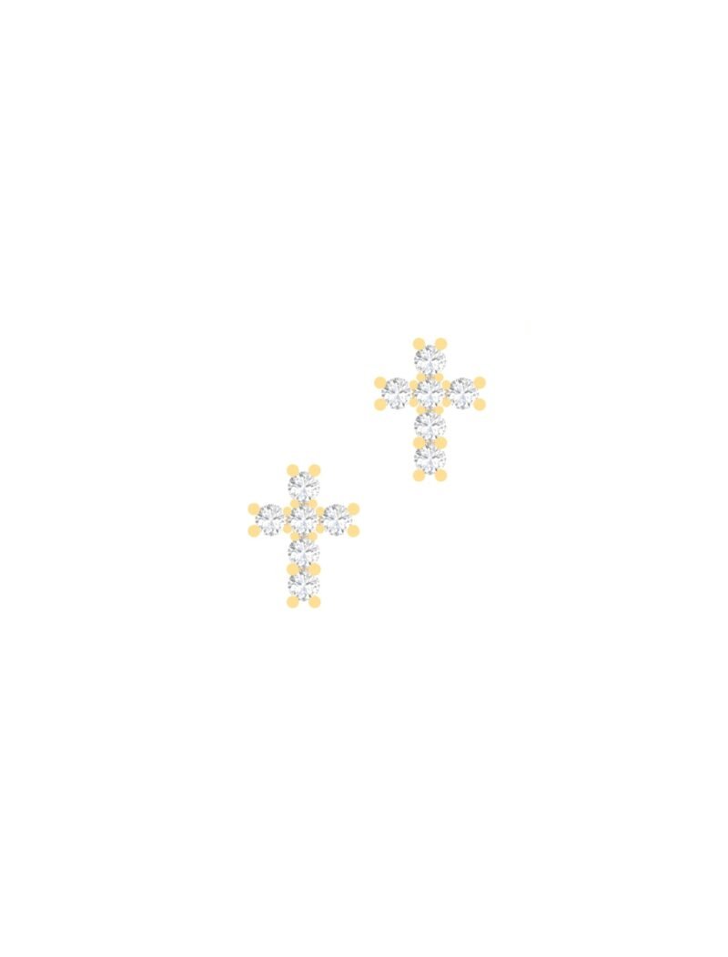 18K Gold Delicate Cross Earrings