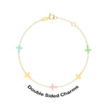 18K Gold Endless Cross Signs Bracelet with Enamel Accents