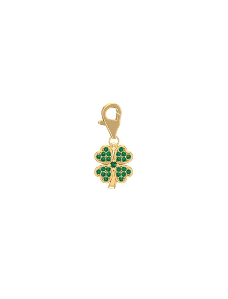 18K Gold Four Leaf Clover Charm