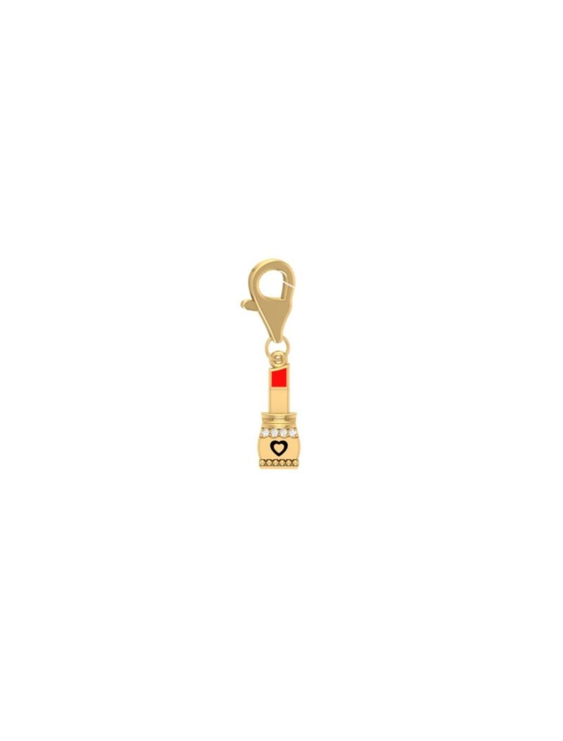 18K Gold Glamorous Lipstick Charm