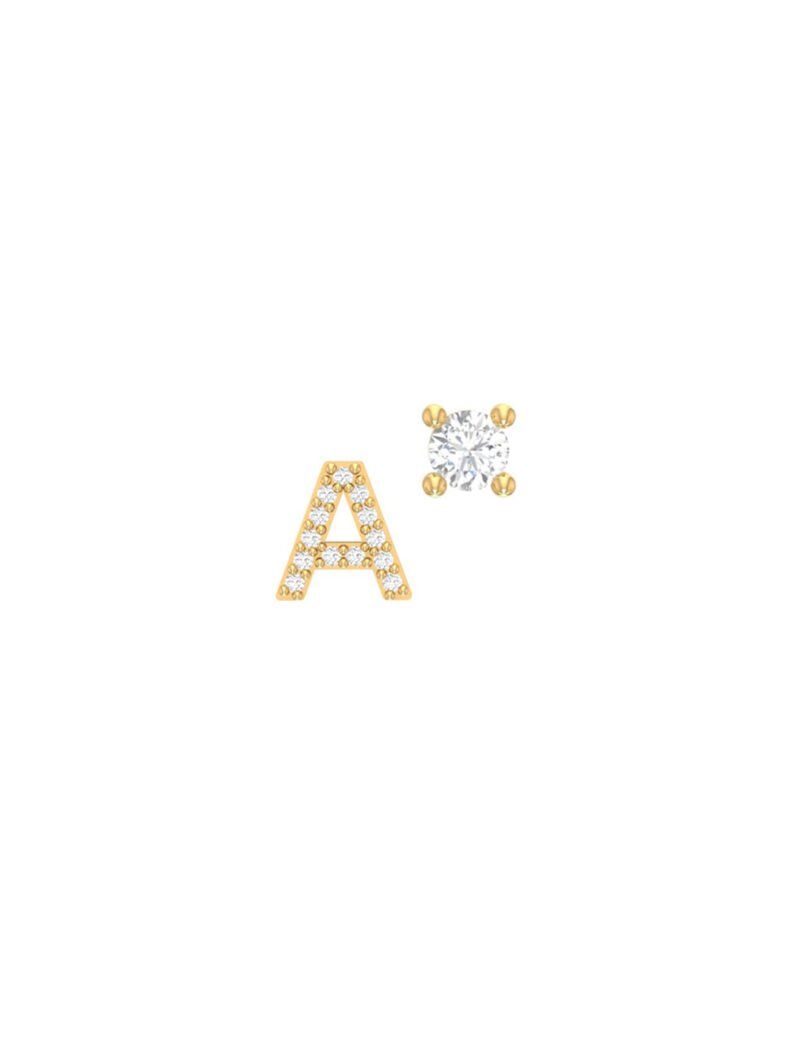 18K Gold Initial Sparkle Earrings