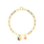 18K Gold Paperclip Bee & Flower Newborn Bracelet