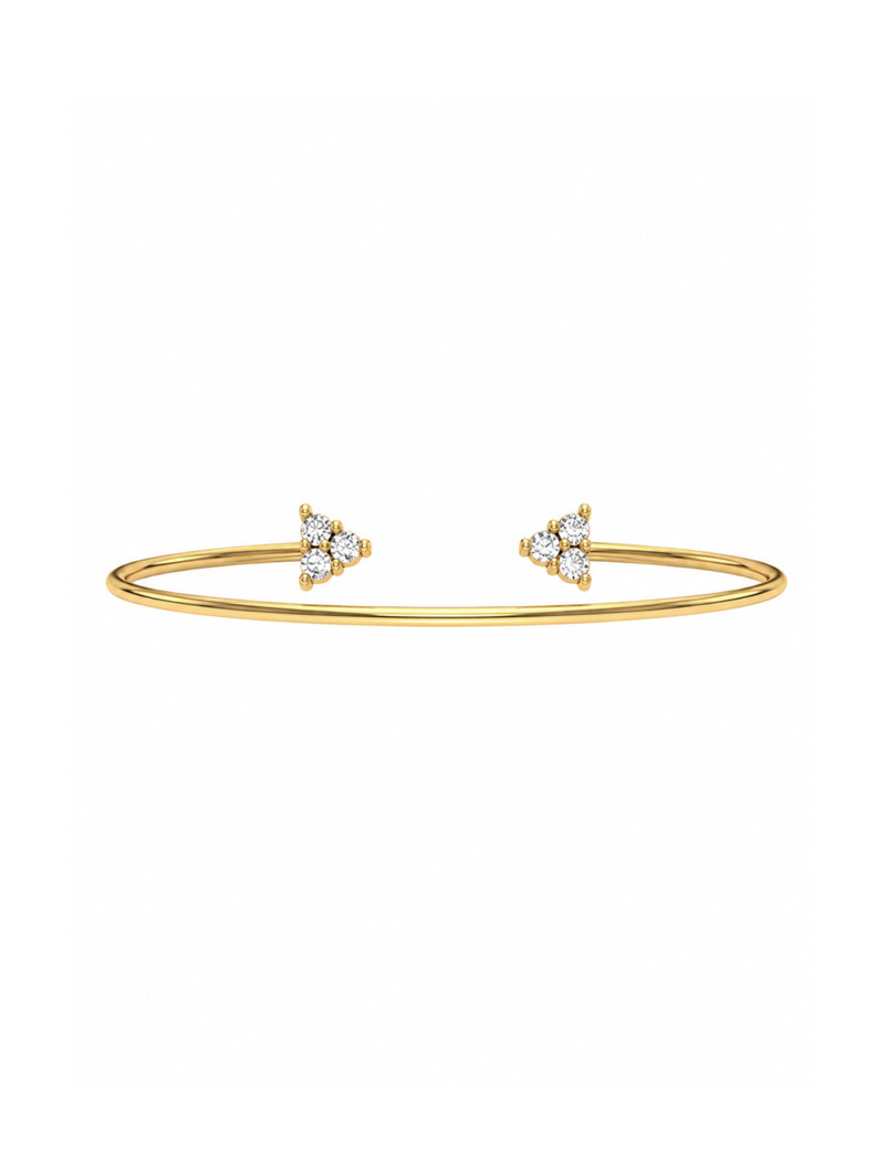18K Gold Three Sparkles Bangle Flex Bracelet