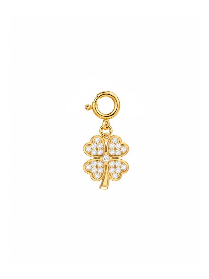 18K Gold Four Leaf Clover Charm