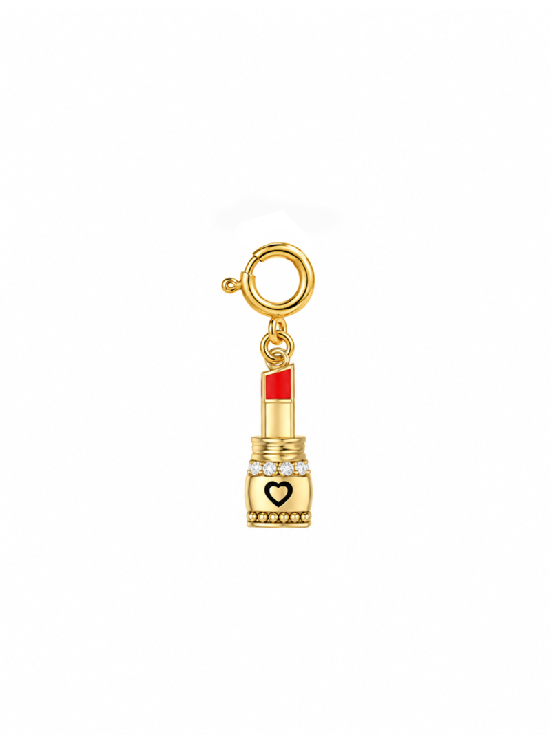 18K Gold Glamorous Lipstick Charm