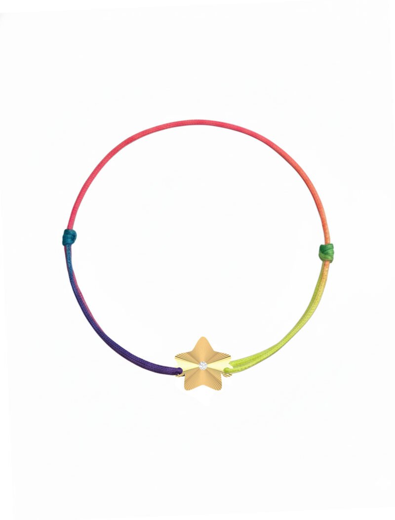18K Gold Fluted Star Cord Bracelet