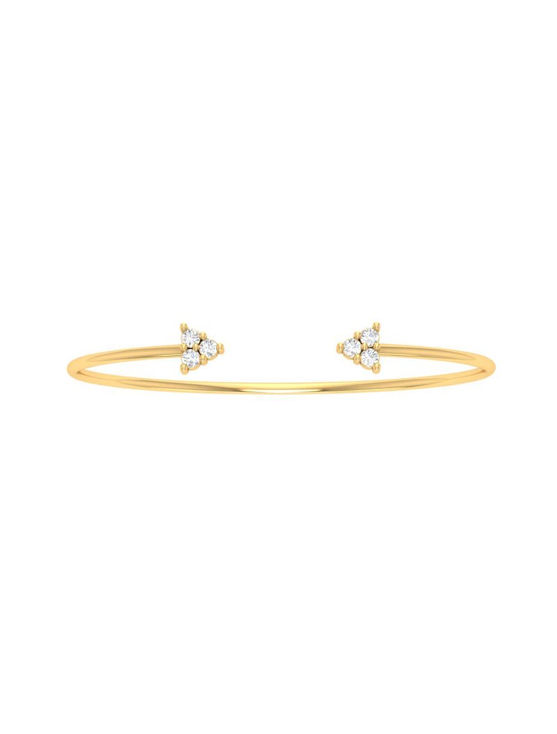 18K Gold Three Sparkles Bangle Flex Bracelet
