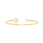 18K Gold Dainty Heart Bangle Flex Bracelet