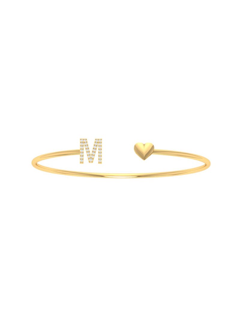 18K Gold Initial Love Bangle Flex Bracelet
