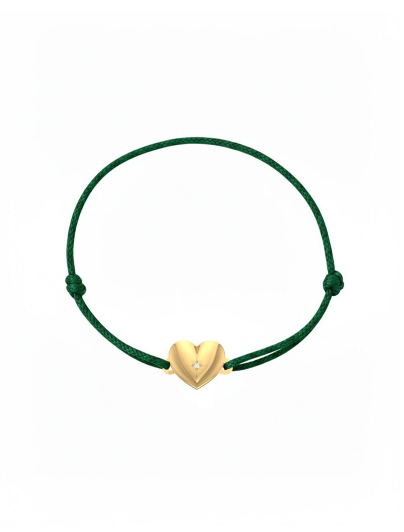18K Gold Sparkling Heart Cord Bracelet