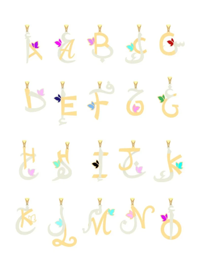 18K Gold Arabic–English Fusion Initial Pendant Necklace