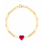 18K Gold Pure Heart Paper Clip Bracelet