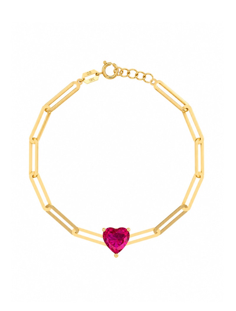 18K Gold Pure Heart Paper Clip Bracelet
