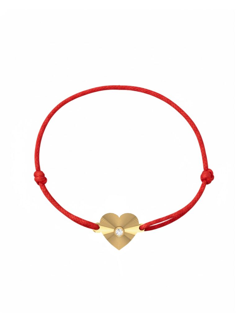 18K Gold Fluted Heart Cord Bracelet