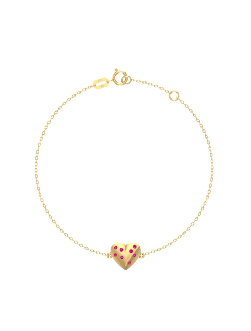 18K Gold Scattered Sparkle Heart Bracelet