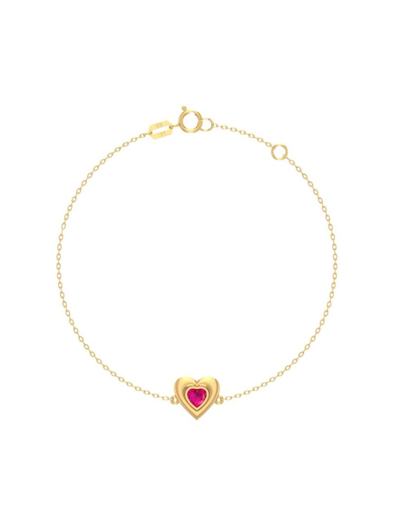 18K Gold Modern Heart Bracelet