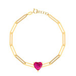 18K Gold Pure Heart Paper Clip Bracelet