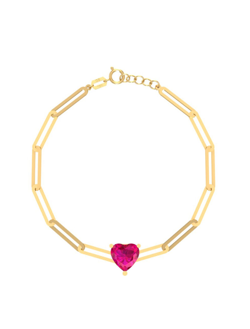 18K Gold Pure Heart Paper Clip Bracelet