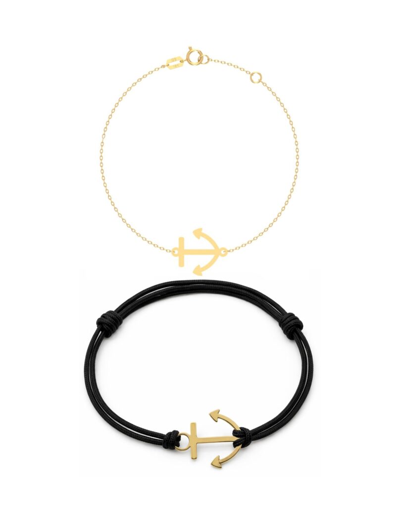 18K Gold Anchor Matching Couple Bracelets