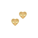 18K Gold Fluted Heart Stud Earrings