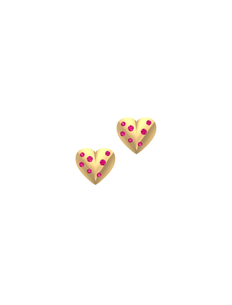 18K Gold Scattered Sparkle Heart Earrings