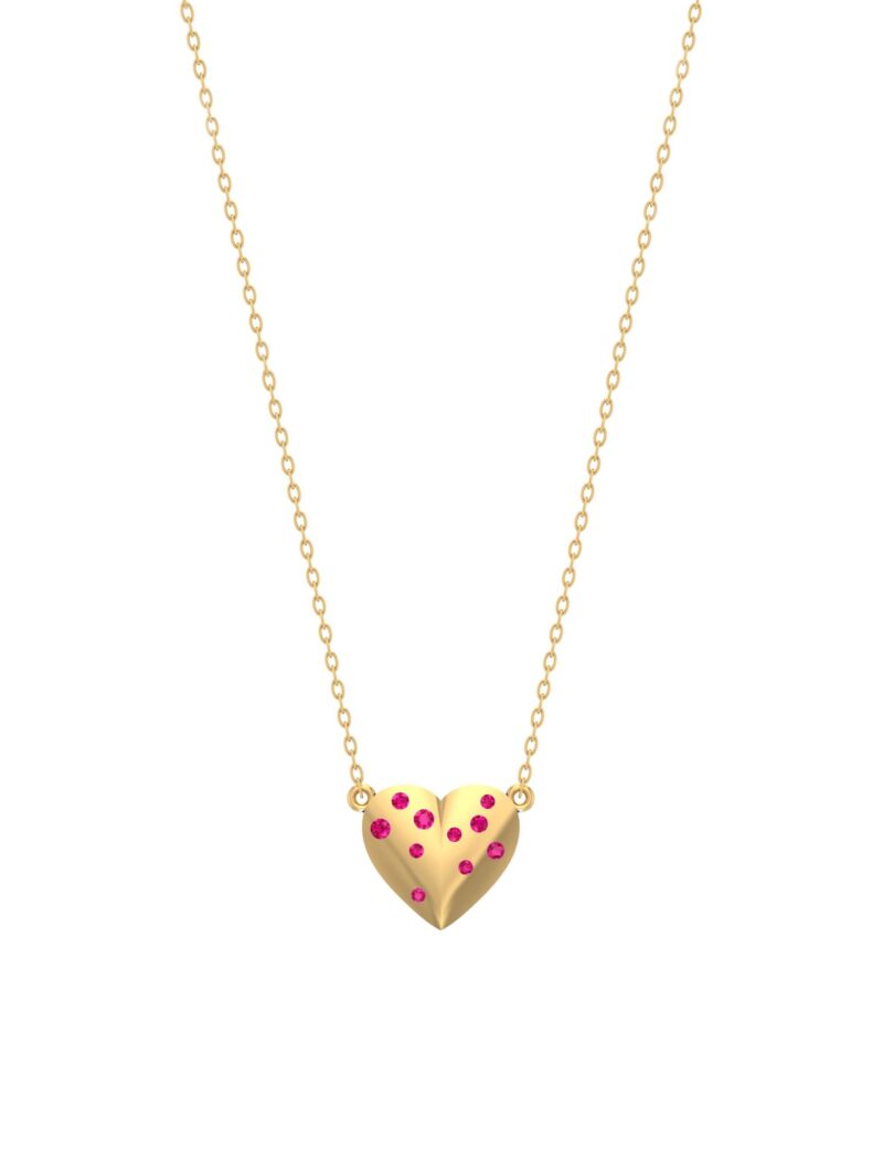 18K Gold Scattered Sparkle Heart Necklace
