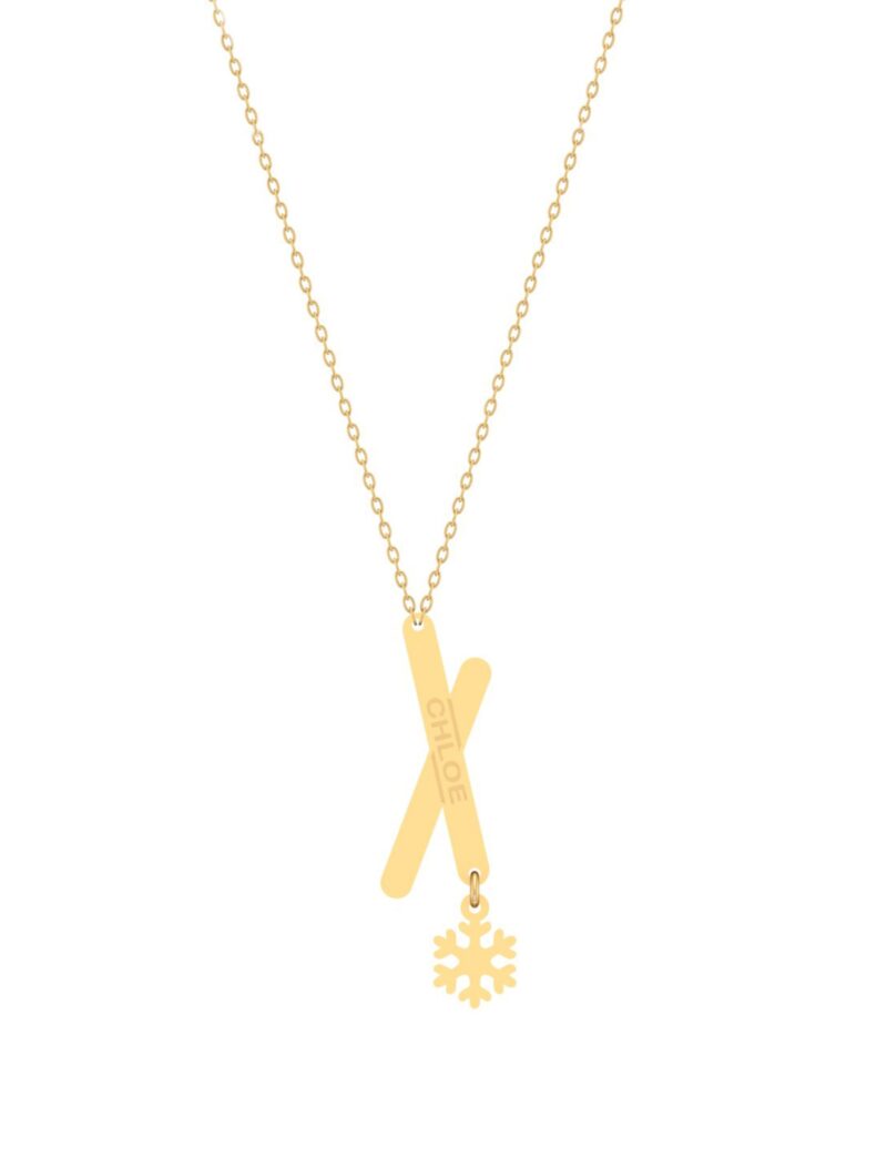 18K Gold Customized Ski Necklace
