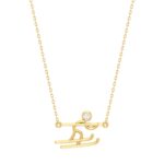 18K Gold Skier Necklace