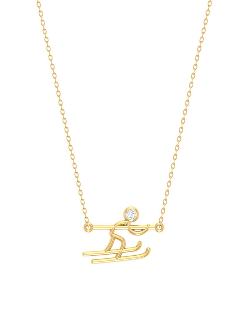 18K Gold Skier Necklace