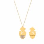 18K Gold Mom & Baby Silhouette Customized Necklace