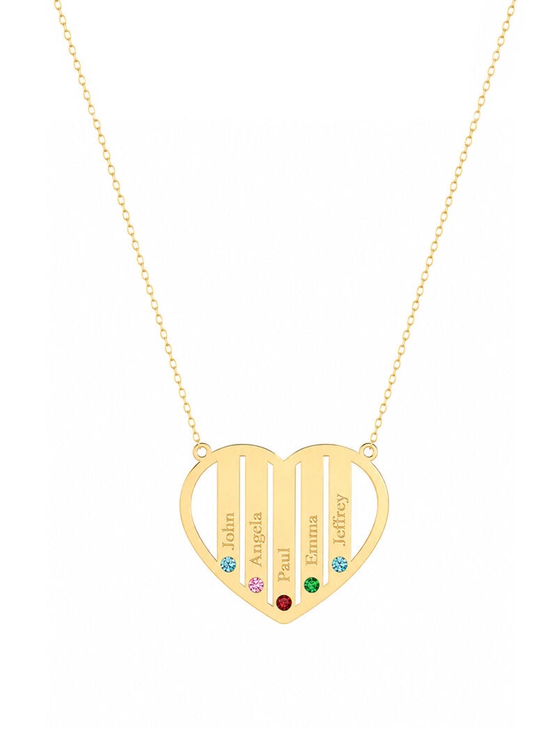 18K Gold My Family My Heart Customized Necklace