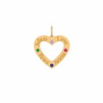18K Gold Customized Open Heart Birthstone Pendant