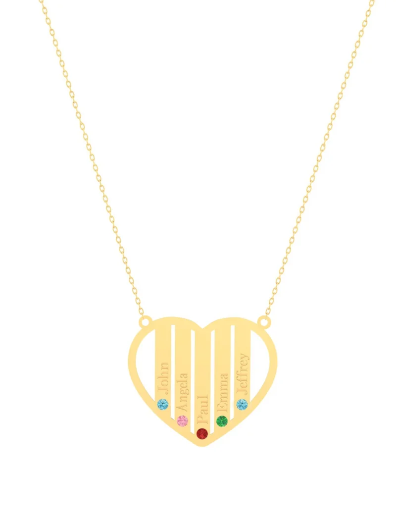 18K Gold My Family My Heart Customized Necklace
