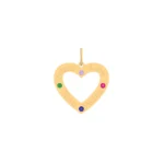 18K Gold Customized Open Heart Birthstone Pendant