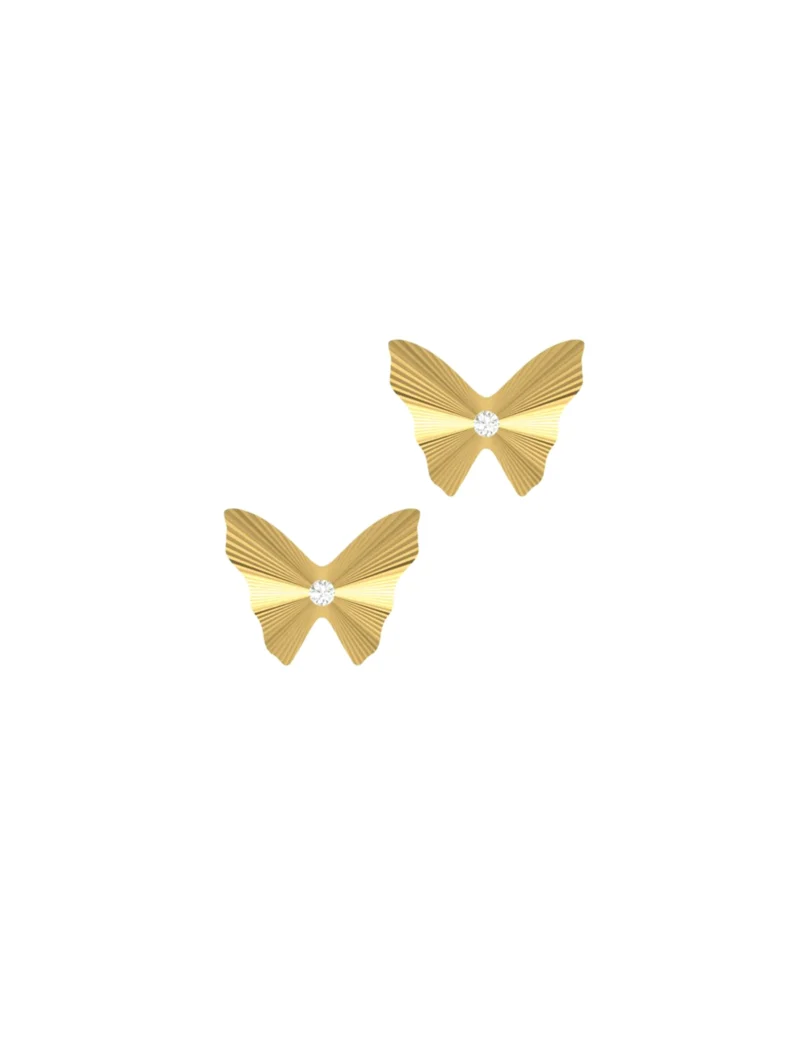 18K Gold Fluted Butterfly Earrings