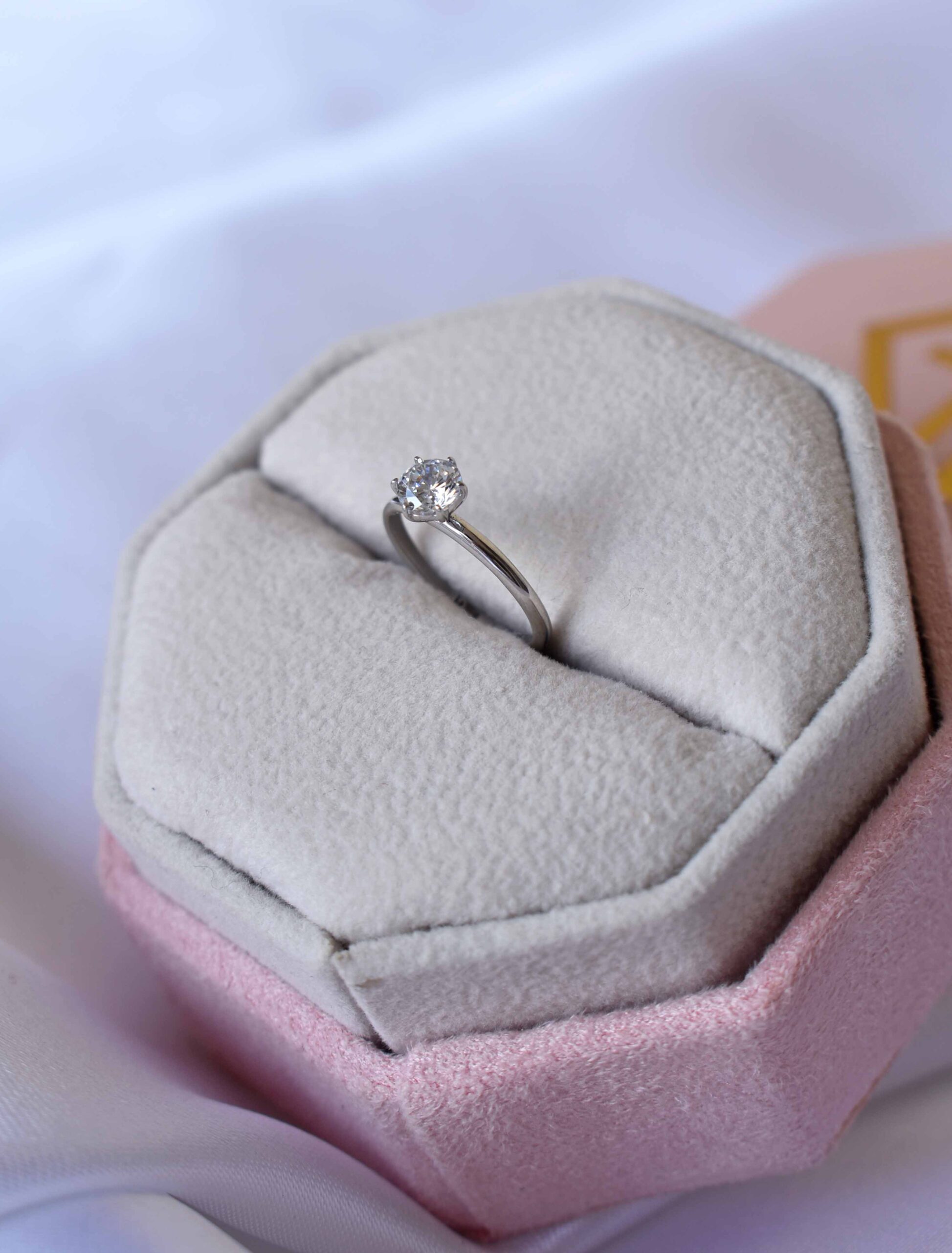18k Gold Certified Lab Grown Solitaire Newborn Ring.