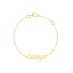18K Gold Customized Name & Cross Newborn Bracelet